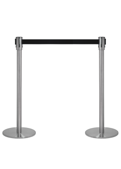 Afspærringsstolpe - Kø kontrol med sort bånd - Sæt